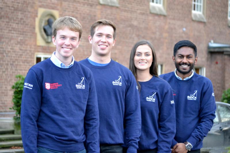 Scrubs society pose in matching jumpers