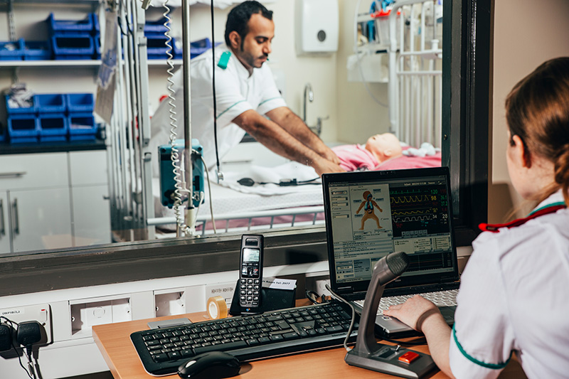 Students in the nursing labs