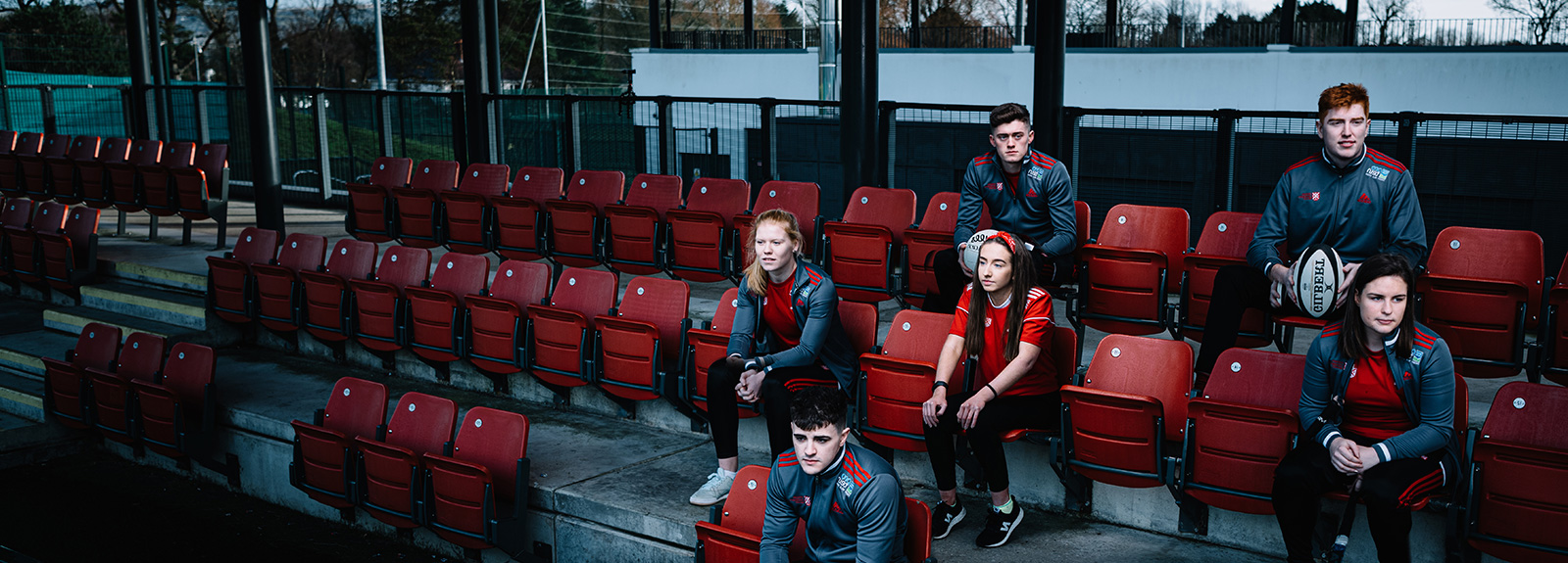 Student athletes in the stands at the Malone playing fields