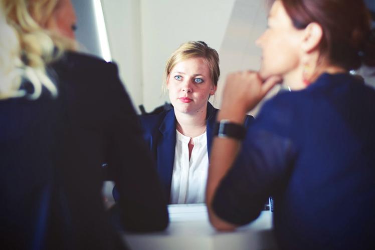 Woman having an interview