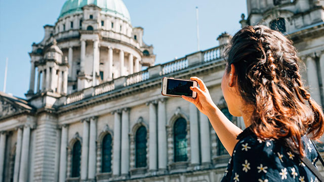 Taking photo at City Hall