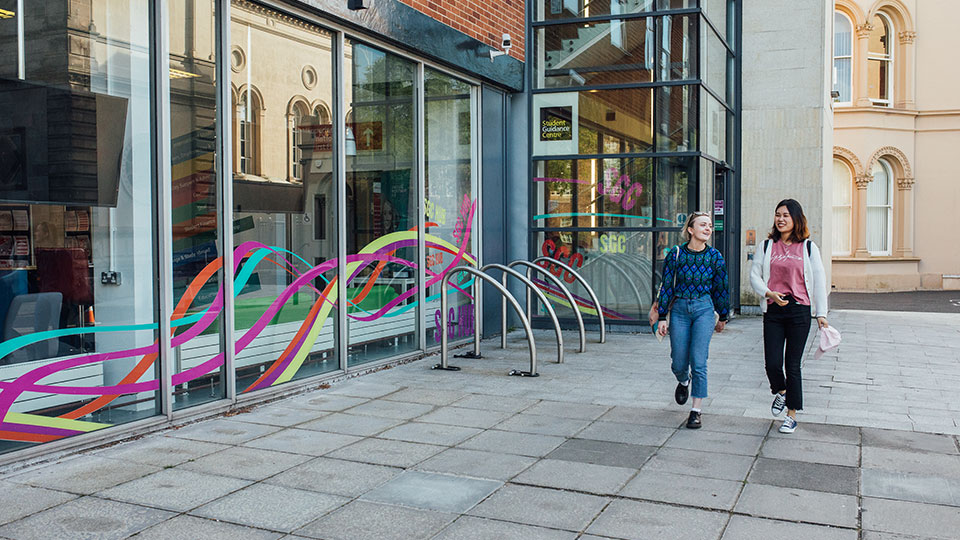 Students outside Student Guidance Centre