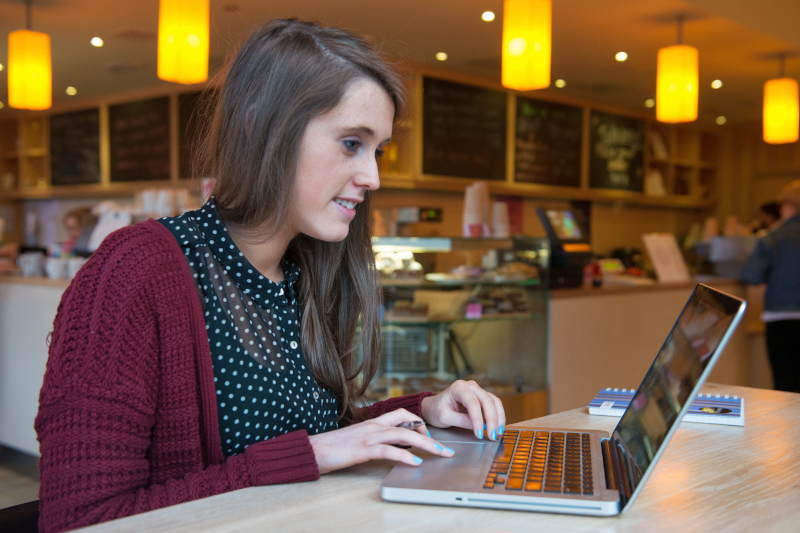 Student working on laptop