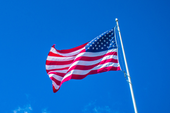 USA flag flowing in the wind