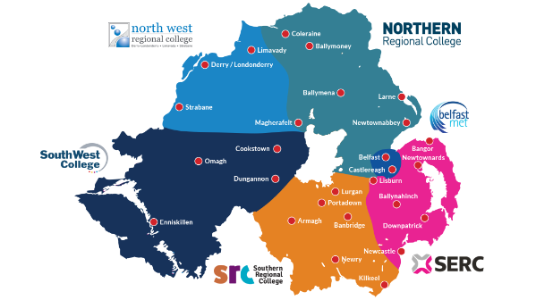 Colleges - map of Northern Ireland
