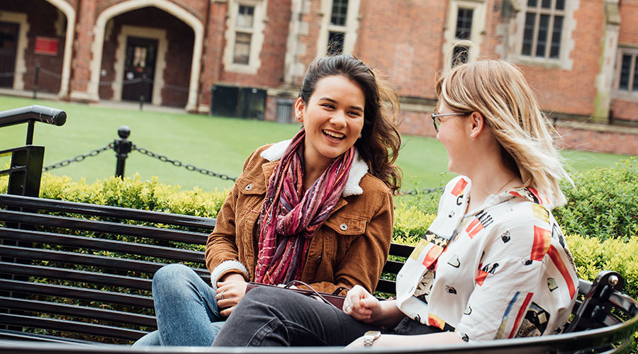 Students sitting in the quad