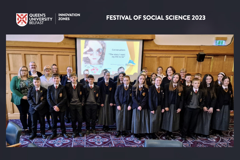 Children visiting Queen's for the Festival of Social Science 2023