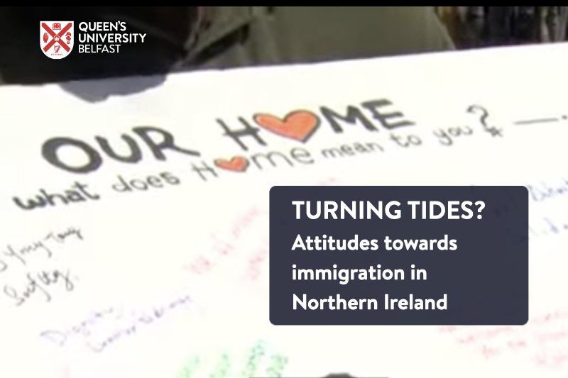 Cover image for Turning Tides story, text on image of hand drawn poster saying: Our Home, what does home mean to you?