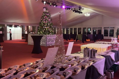 Inside tent at Winter Graduation