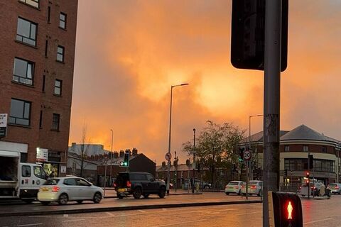 Orange skyline in Belfast city centre