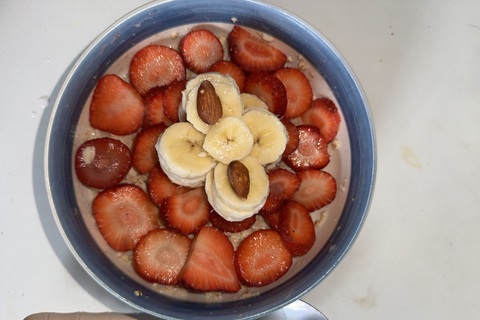 Bowl of strawberries and bananas