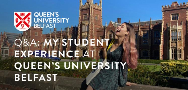 Student Brittany laughs in front of Lanyon building