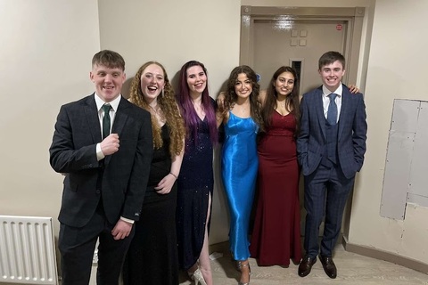 Student Callista and friends at Medicine formal