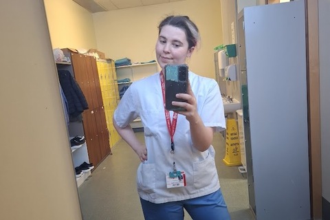 Student Callista in Medicine placement outfit