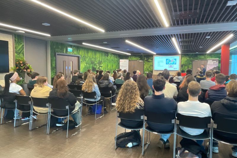 Students sitting at a careers talk