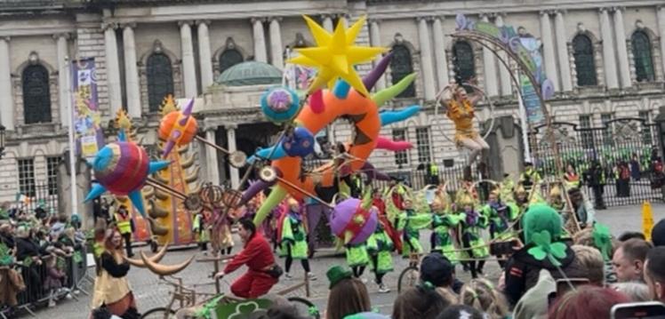 St Patrick's parade at Belfast City Hall