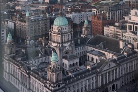View of Belfast city hall from observatory bar