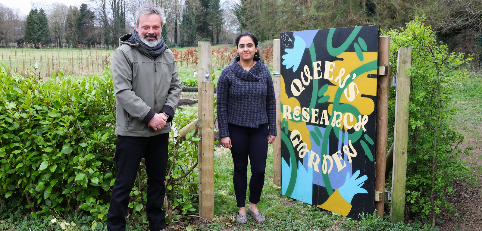 Colin and Bakul in the UPSURGE research garden