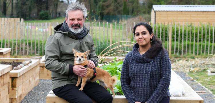 Colin and Bakul with Millie the dog - UPSURGE project