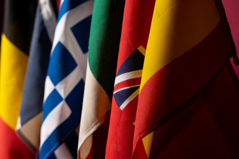 Several country flags in a row