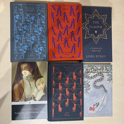 Collection of books owned by English with Creative Writing student