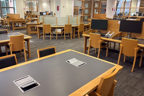 Desks inside the McClay Library