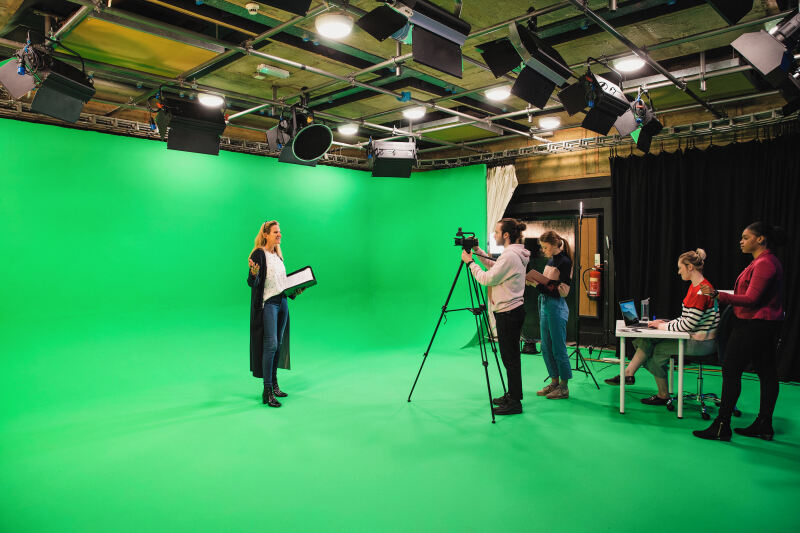 Students in film studio