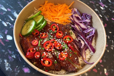 Bowl of salad and chicken from Social Cafe, QUB