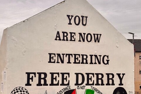 Free Derry mural on wall in Derry city