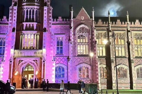 Front of Lanyon building at night time