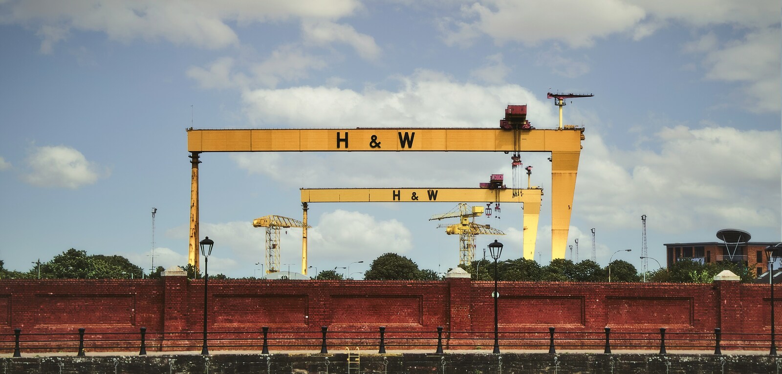 Harland and Wolff cranes in front of Lagan