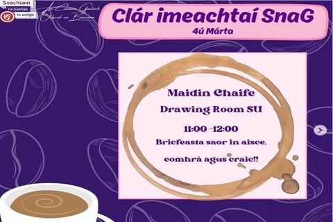 Irish language society coffee morning banner