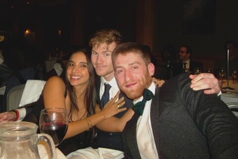 Student Isabella with two friends at HAPP formal