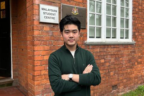 Student Keith standing outside the Malaysian Student Centre