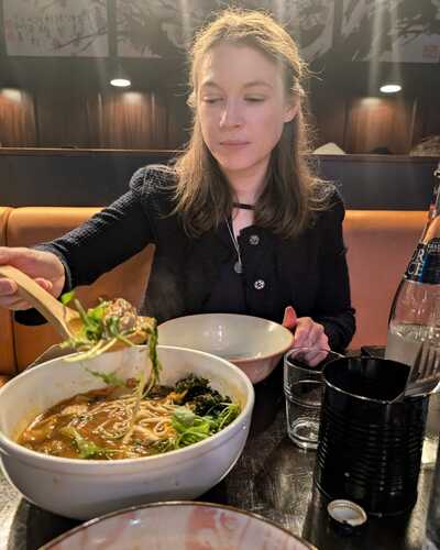 Student Lana eating at Jumon