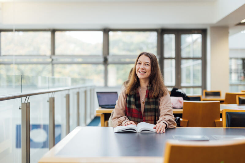 Student Lana in the McClay Library
