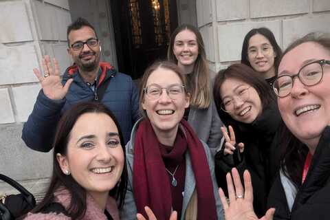 Student Lana with PhD colleagues