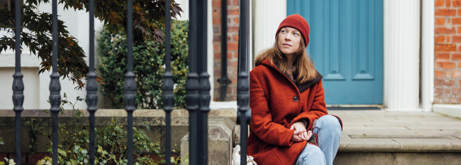 Lana on stairs outside building in University Square