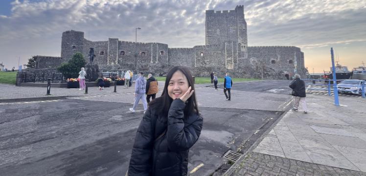 Student May in front of Carrickfergus Castle