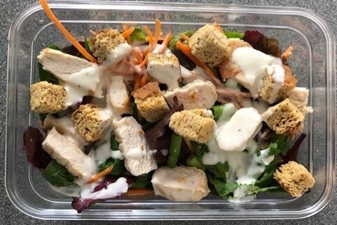 Salad and croutons