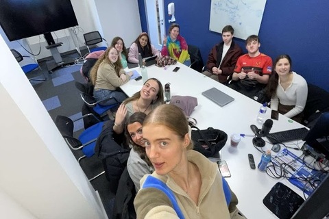 Group of medicine students in study session