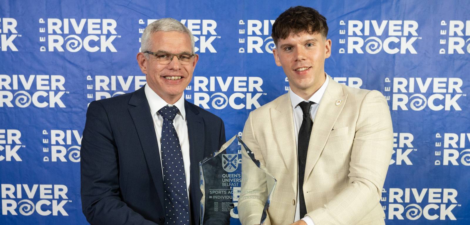 Rower Nathan Timoney is presented with Individual Sports Personality of the Year at Queen's Blues Awards