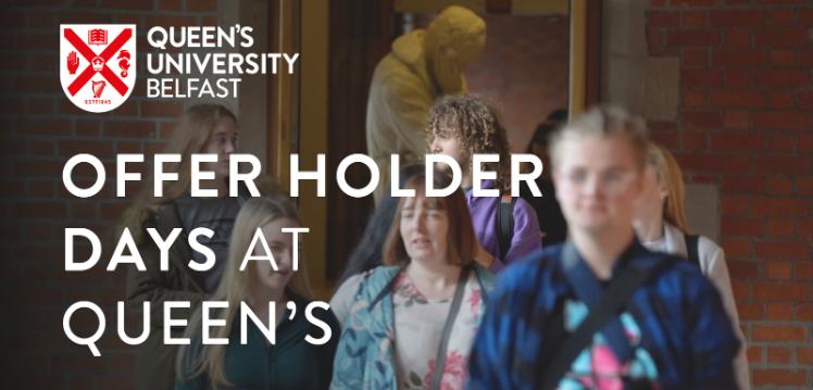Offer Holder Days at Queen's vlog thumbnail showing parents and students walking through campus