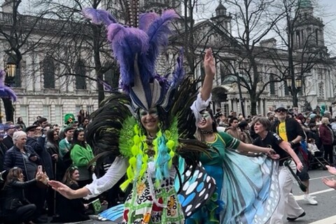 Parade dancer at St Patrick's Day parade in Belfast