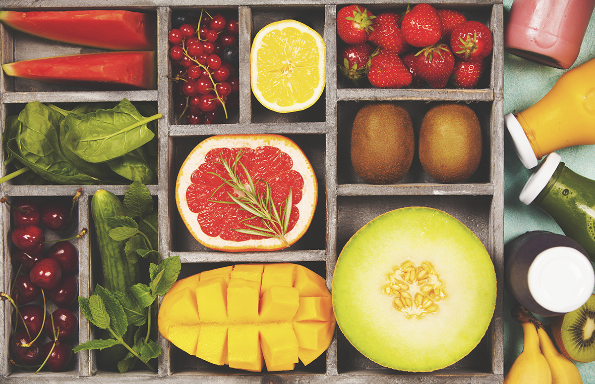 Selection of fresh fruit on a platter