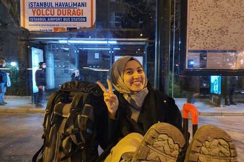 Student at Istanbul airport