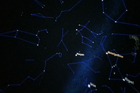 Inside Warwick’s inflatable planetarium dome show featuring constellations in the night sky