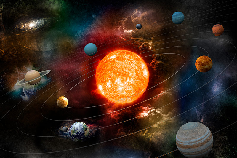 planets orbiting around the sun