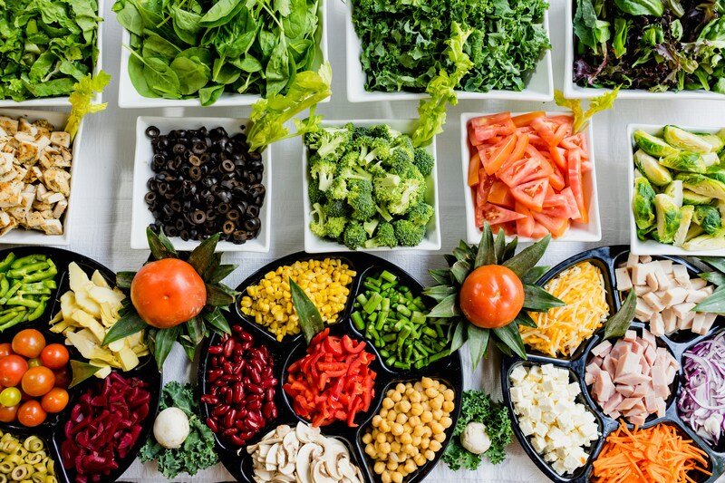 Plates of vegetables