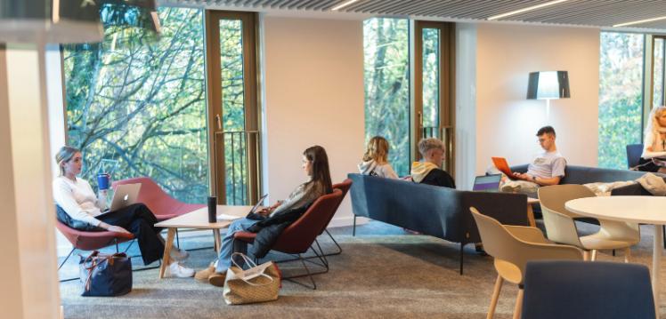 Students in QBS seating area